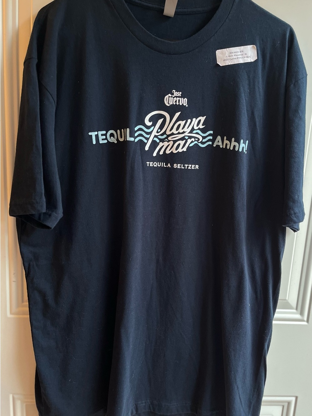 Next Level Apparel Navy Tee with Light Blue Playa Mar Tequila Seltzer Graphic
